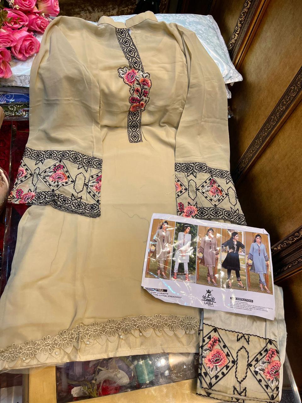 Laiba Am 79 Heavy Festive Wear Georgette Latest Top With Bottom Collection